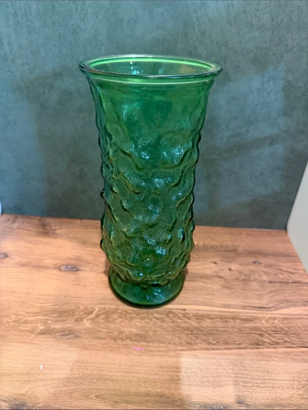 Green Textured Glass Vase - Decorative Home Accent